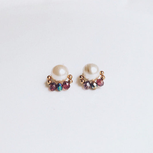 Aretes Perlas y Colores